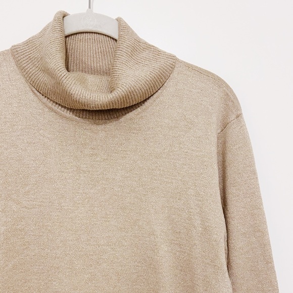 NWT Calvin Klein Gold Metallic Turtleneck Sweater - Picture 1 of 4
